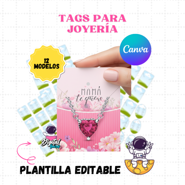Producto - Plantilla Editable en Canva Tags para Joyería. DigitalBaires