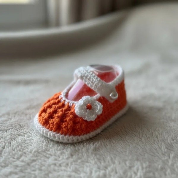 Producto - zapatitos con flor para beba - 0 a 3 meses - crochet