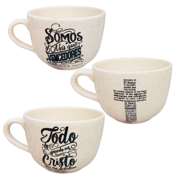 Producto - PROMO Tazón De Loza Jaspeada Con Texto Negro (PACK X 4 UNIDADES)