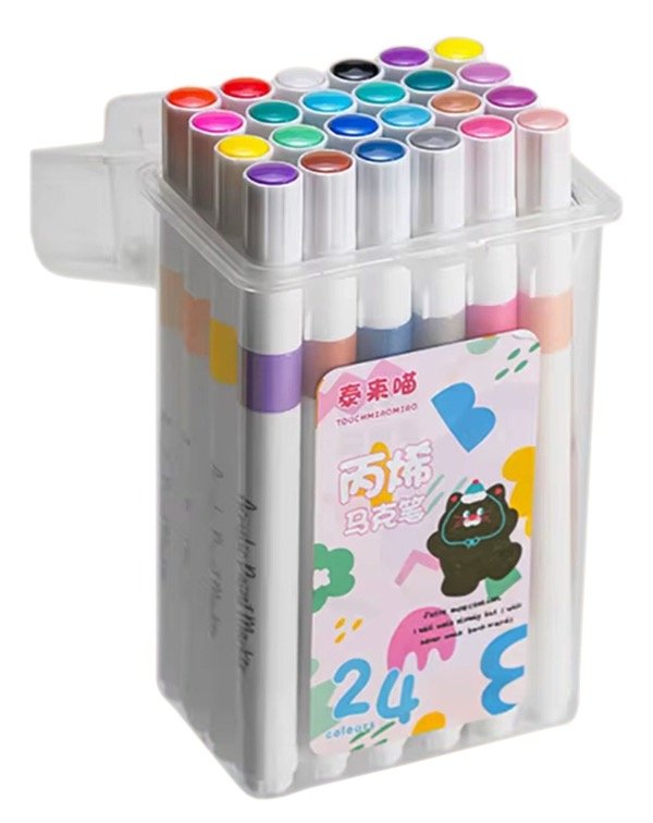 Producto - Marcadores doble punta x 24 unidades estuche plástico