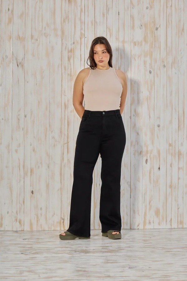 Producto - Jean WIDELEG CENITHO negro clásico - elastizado (talles 46 al 60) - 4
