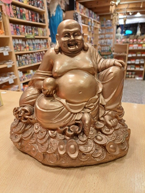 Producto - Buda Abundancia recostado sobre monedas