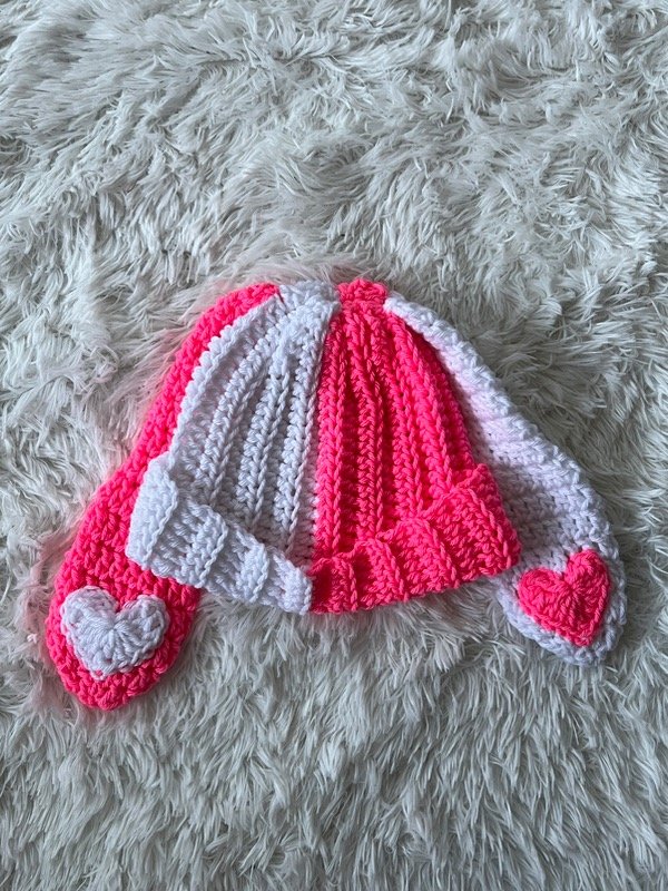 Producto - Beanie crochet bunny rosa/blanco
