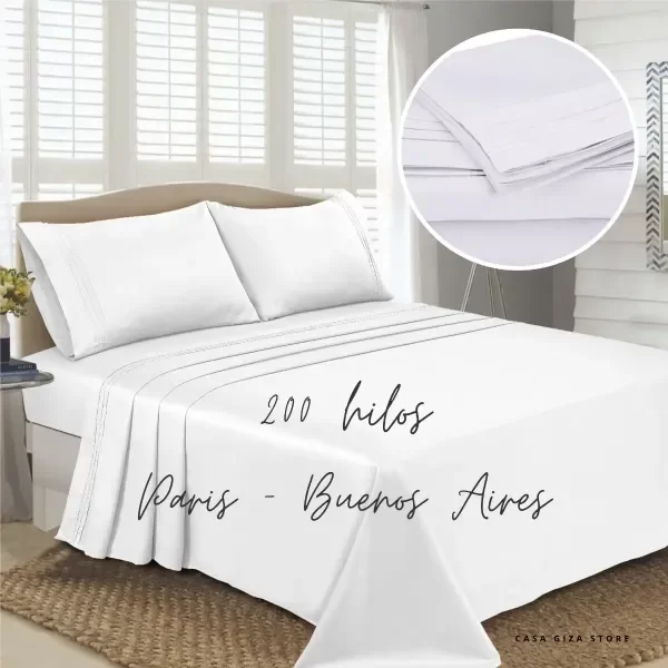 Producto - Juego de Sábanas Pierre Cardin 200 Hilos Queen para (200x160) - 0