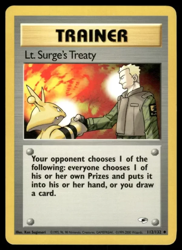 Producto - Lt. Surge's Treaty 112/132 Uncommon Gym Heroes Pokemon