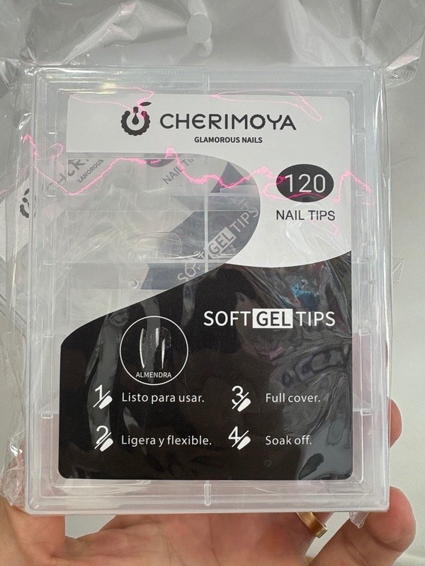 Producto - Tips soft gel CHERIMOYA cuadradas x120