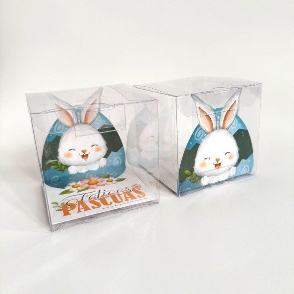 Producto - Cubo pvc conejo celeste 9x9x9cm