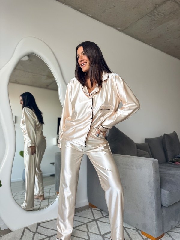 Producto - COMBO SATÉN pijama + bata champagne - 19