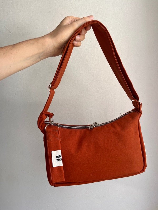 Producto - mini bolso CORAL: ladrillo y chocolate