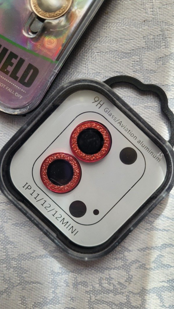 Producto - Iph 11 / iph 12 / iph 12 mini protector de camara brillo rojo