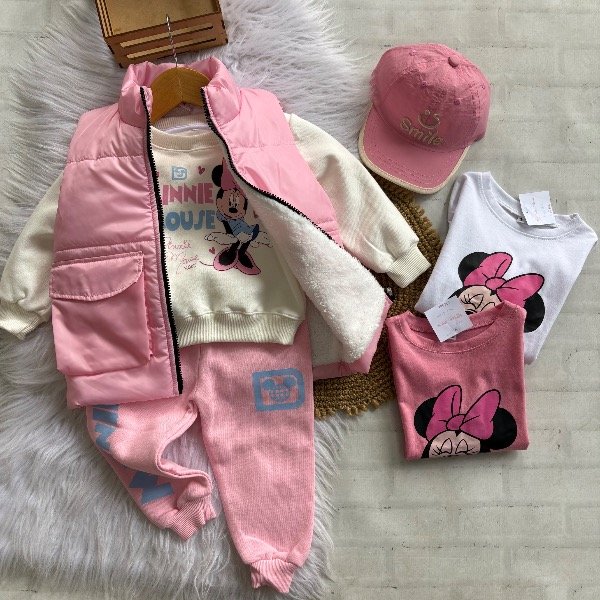 Producto - Conjunto Minnie Frizado rosa talles hasta 4 años
