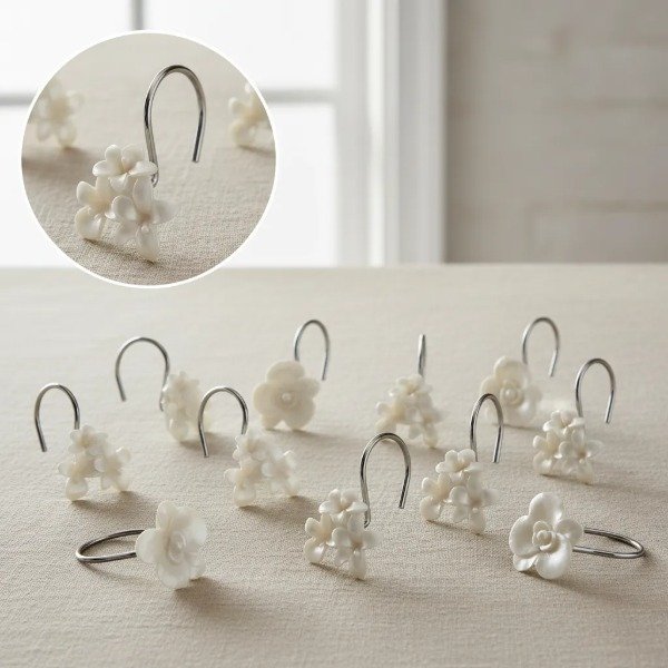 Producto - Set de Ganchos "Flores Surtidas" de Resina y Metal