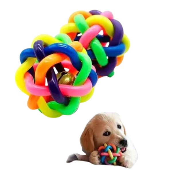 Producto - Pelota Trenzada Con Cascabel Para Perros Gatos 5.5 Cm - 3