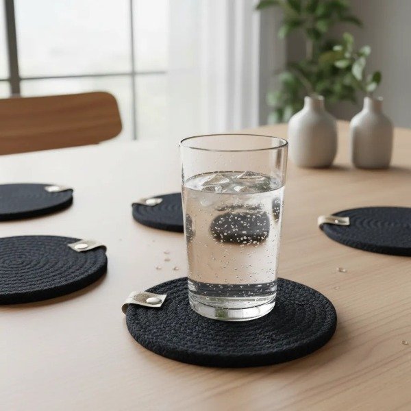 Producto - Posavasos / Tazas 12 cm x 6 Un. 7mm. Negro.
