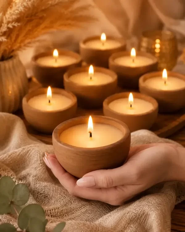 Producto - Velas - Cuenco Madera - Medidas Regulares - Pack x 10 Unid.