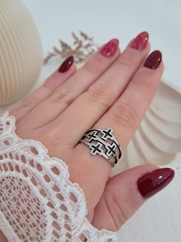 Producto - Anillo AQ cruz esmaltada