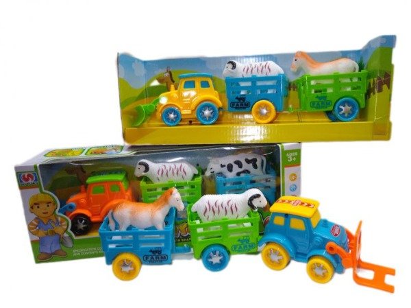Producto - TRACTOR + 2 ACOPLADOS+ ANIMALES 31X10CM