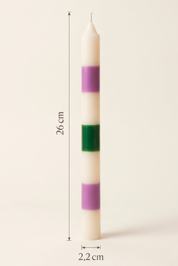 Producto - Vela Sweet - 26 cm - Rayas verde y violeta