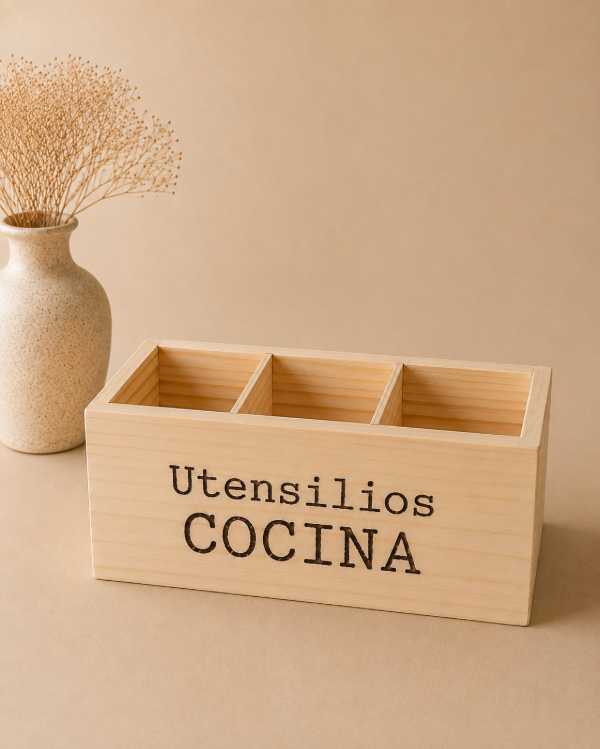 Producto - cajón en madera para utensilios de cocina color manteca