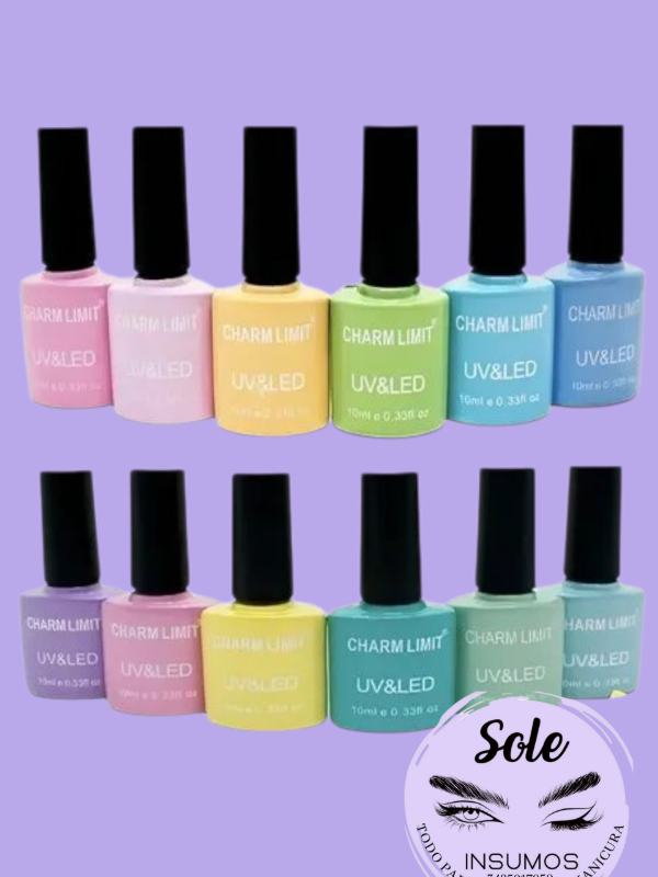 Producto - Caja de esmaltes Charmlimit x 12 (colores pastel)