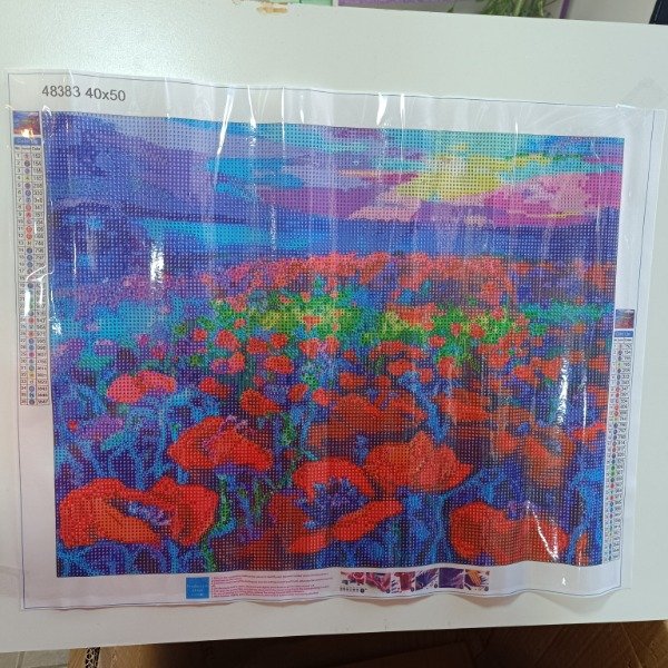 Producto - Diamond painting paisaje con flores 40x50cm