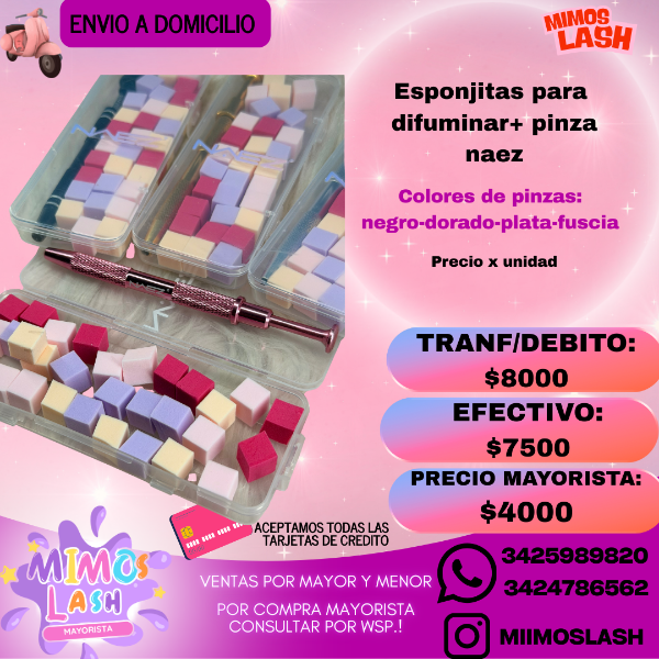 Producto - Esponjitas para difuminar+ pinza Naez