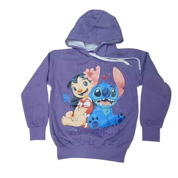 Producto - Buzo frizado Nena doble estampa Lilo y stitch morado T12