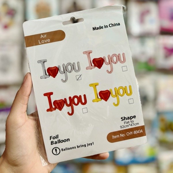 Producto - Set de globos I LOVE YOU 54X97CM - PLATEADO letras cursiva