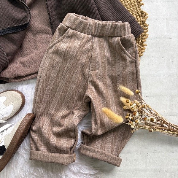 Baggy rayado frizado choco talles hasta 4 años