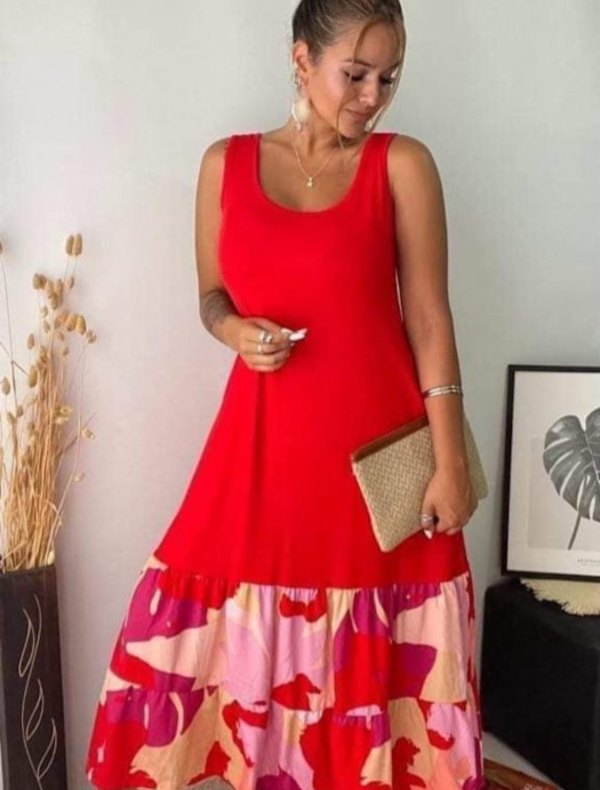 Producto - VESTIDO LARGO COMBINADO DE MODAL Y FIBRANA