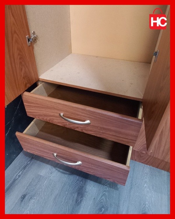 Producto - Placard ropero de 6 puertas y 4 cajones en melamina tono madera - 4