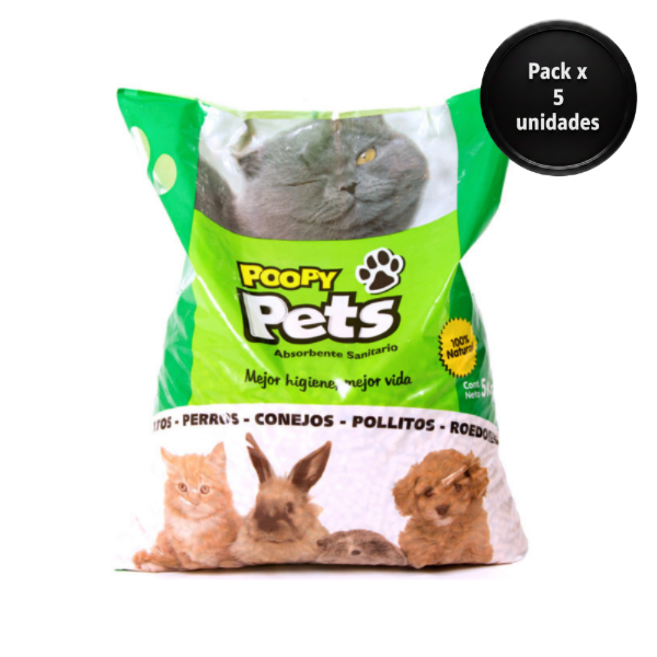 Producto - Pellets Sanitarios Poopy Pets Pino Pack - PACK X 5 UNIDADES x 5 Kg c/u