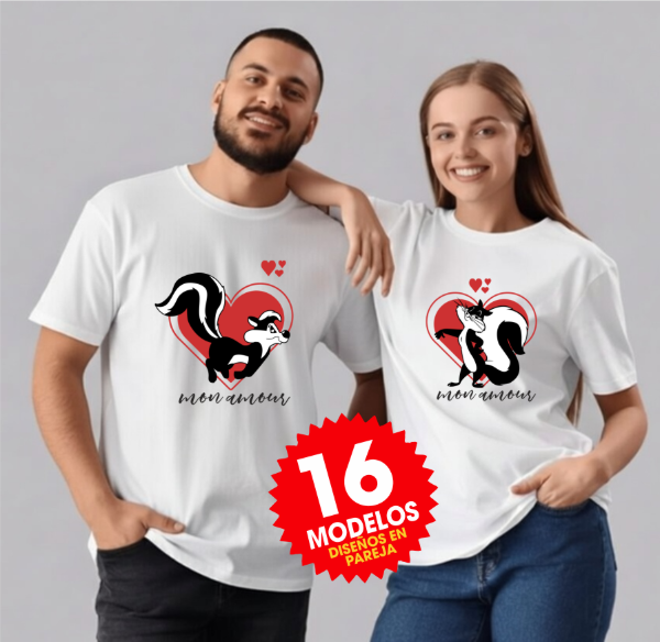 Producto - Plantillas Sublimar Remeras Parejas Dibujos Animados Love Sublimación DTF #R254