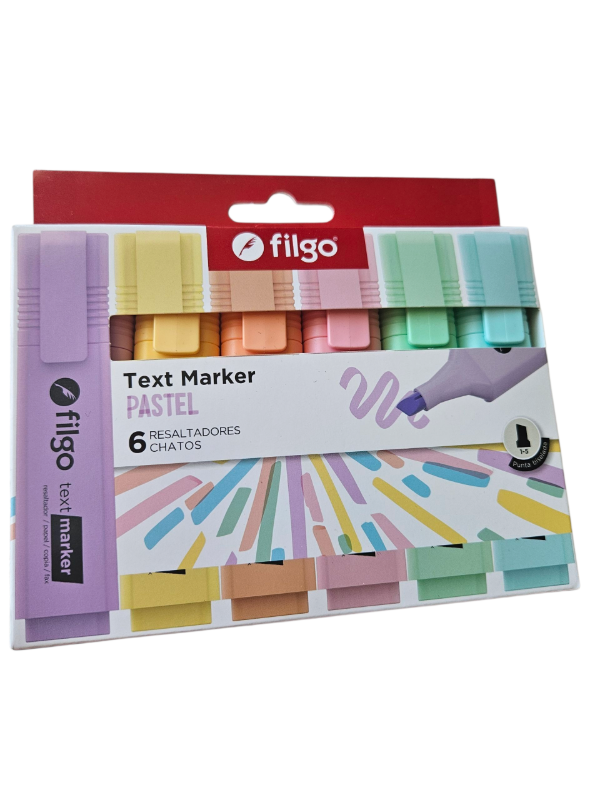 Producto - Resaltadores Chatos Pastel Filgo x 6