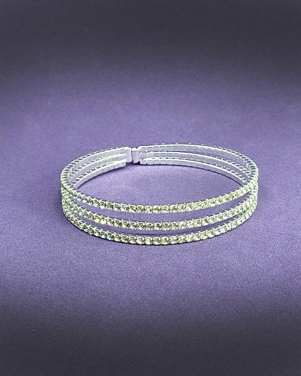Producto - Pulsera Bijou - Triple vuelta de strass - Flexible y Ajustable - P 746 - 0