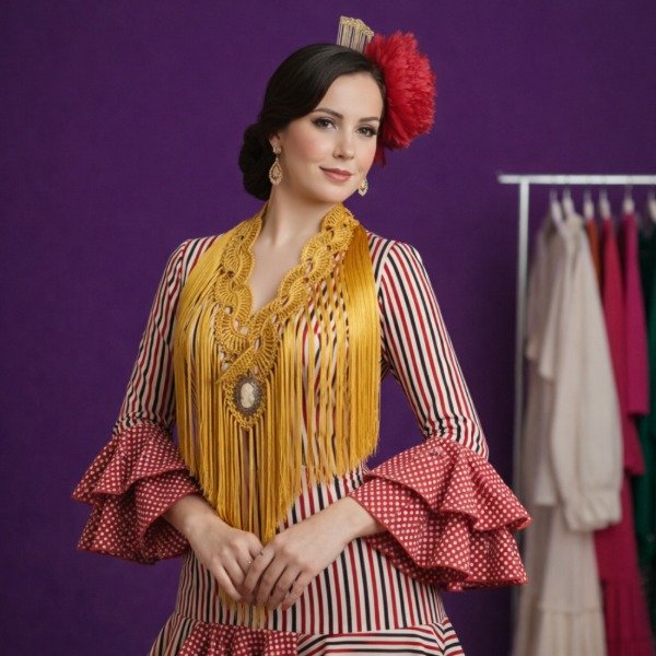 Producto - Tira De Flecos De Seda Para Escote Abanicos Dorado