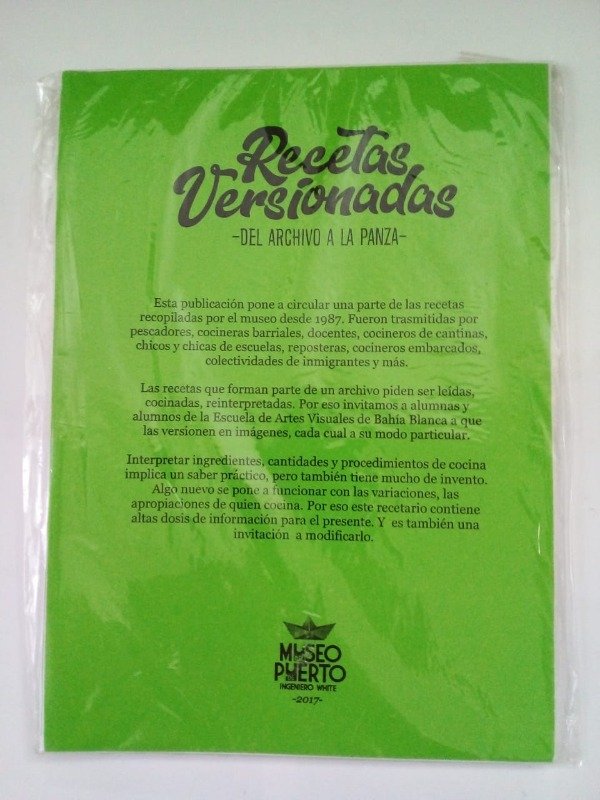 Producto - Recetas versionadas Menú 2 - Museo del Puerto de Ingeniero White 2017