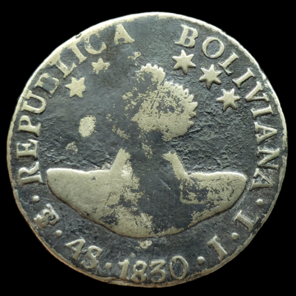 Producto - Bolivia 4 Soles 1830 Simon Bolivar Km#96a F+