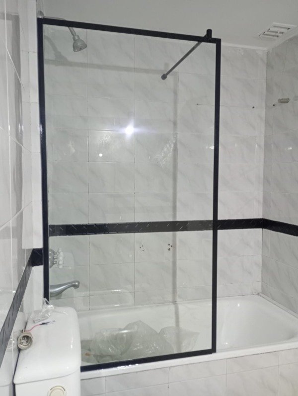 Producto - Mampara Sobre Bañera Paño Fijo  de 800 x 1500 Vidrio Templado De Seguridad de 8m - 2