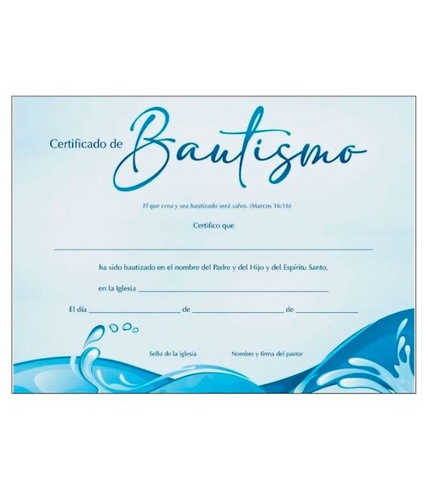 Producto - CERTIFICADO DE BAUTISMO X20