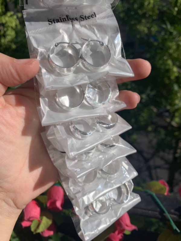 Producto - 1 par de aros tubo de acero blanco - 3