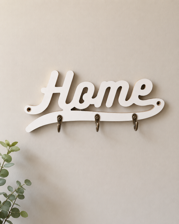Producto - perchero home cursiva con 3 ganchos color blanco