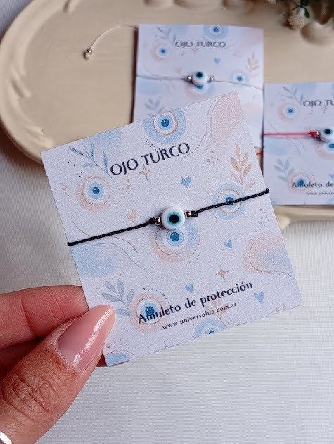 Producto - Pulsera negra ojo turco blanco - 0
