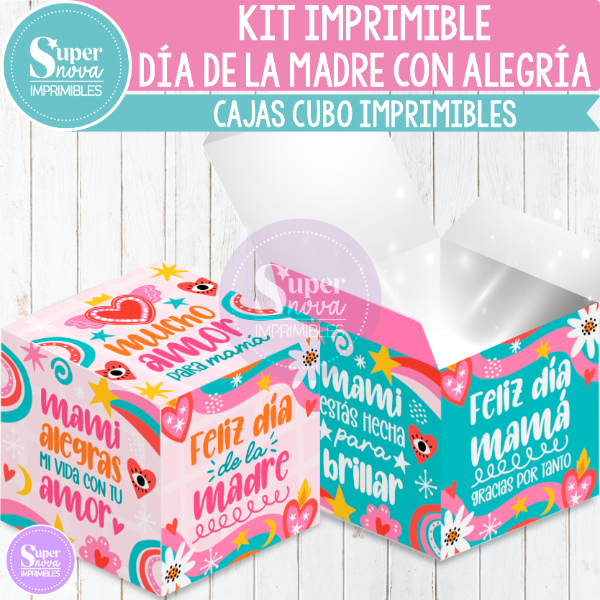 Producto - KIT IMPRIMIBLE DÍA DE LA MADRE CON ALEGRÍA CAJAS CUBOS