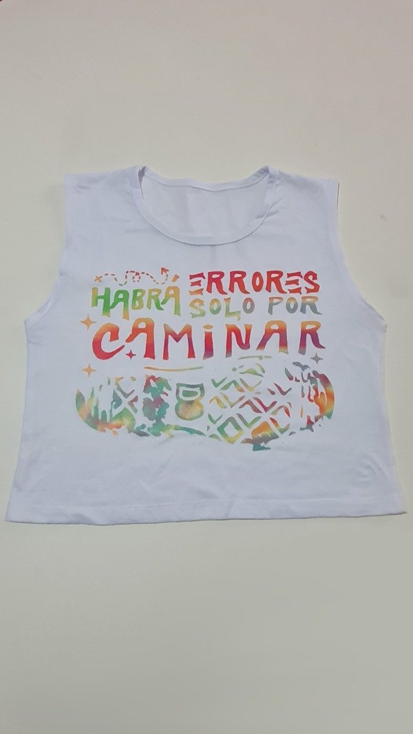 Producto - Musculosa Corta algodón Blanca Talle U (S/M) Habrá errores solo por caminar