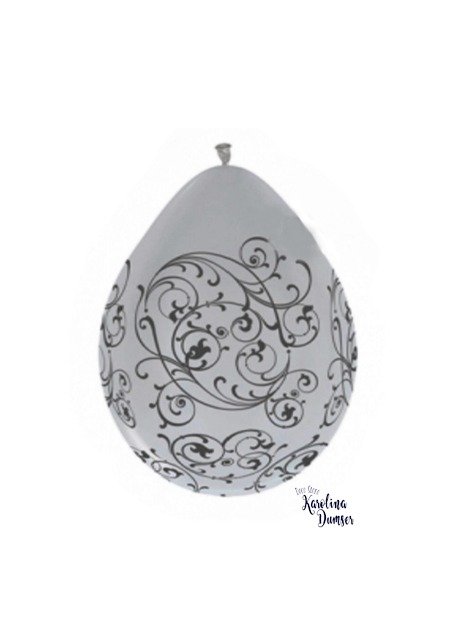 Producto - Globos de Latex Blanco Filigrana Negra 12" por 10 unid. INFINITY IMPORTADO - 1