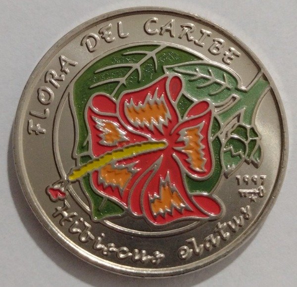 Producto - Cuba 1 peso 1997 flora del caribe (hibiseus elatus)