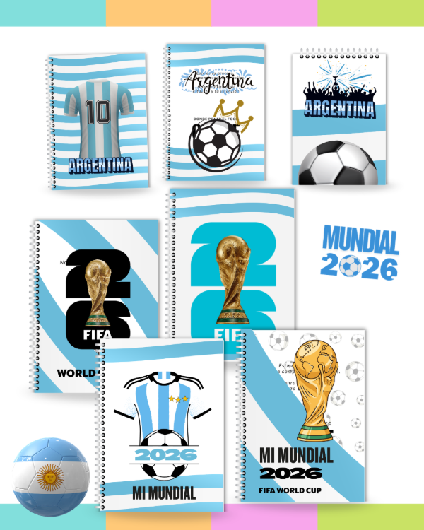 Producto - Kit MUNDIAL 2026: Diario, Cuadernos, Libretitas, Anotadores, Stickers