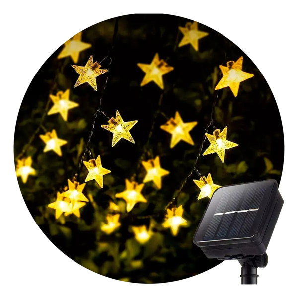 Producto - Luces Guirnalda Estrella Solar Led Cálida 5mts 20 Led Navida