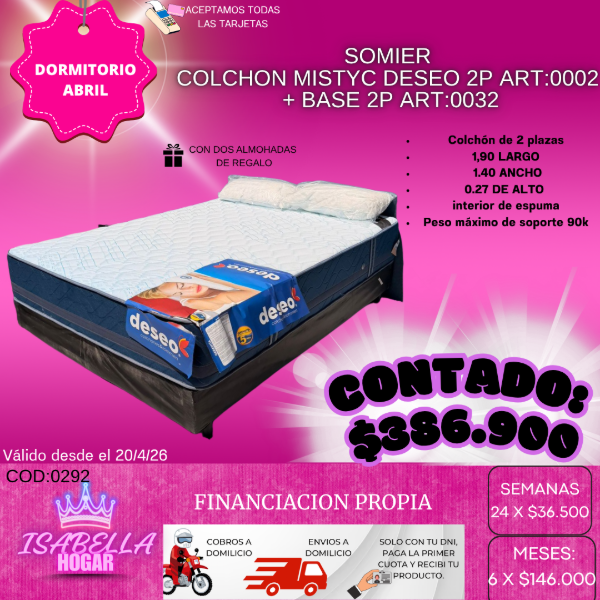 Producto - SOMIER MISTYC DESEO 2P COD:0269